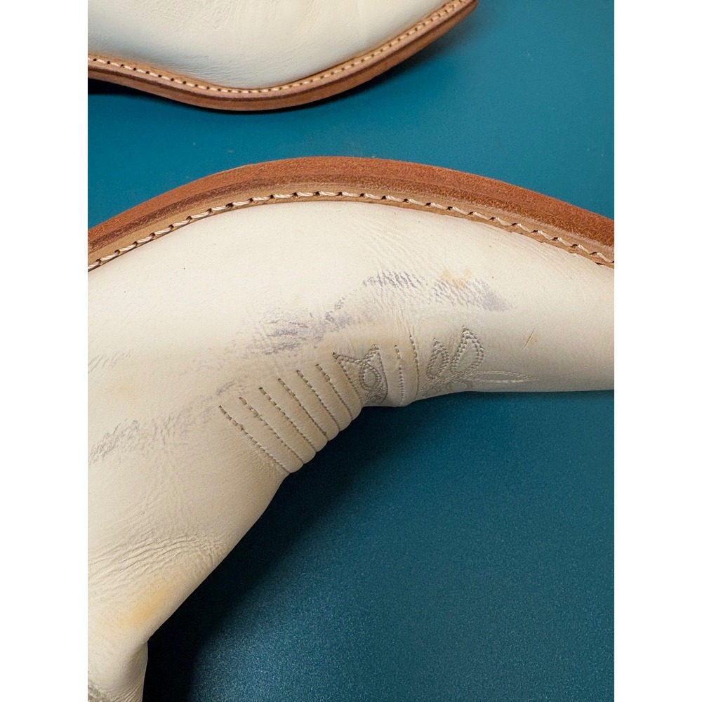 Old West Womens White Leather Snip Toe Western Cowboy Boots TS1552 Size 8.5 B - Picture 10 of 11